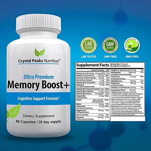Memory Boost + Brain Health Supplement - Improve Focus, Clarity, Energy, Recall, Alertness And Cognitive Function. 60 Capsules/30-Day Supply #TOP2