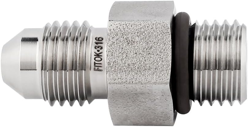 37 Degree Flared Tube Fitting 1/2" Male JIC × 1" Male NPT 316 Stainless Steel 4500 psi, SS-CM-AN8-NS16