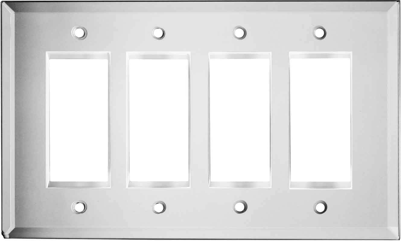Switch Hits Plain Glass Mirror Outlet Wall Plate 4 GFI Rocker 9" x 5.25" Professional