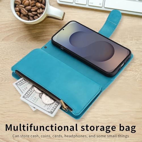 Étui en cuir pour Samsung Galaxy S24 Ultra bleu chic avec rabat portefeuille élégant - 4