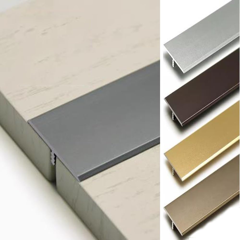 T Molding Trim Floor Transition Strip 35.4in Aluminum Flat Divider Strips for Doorway, 1.3in Metal Threshold Strip for Joining Floor Gap