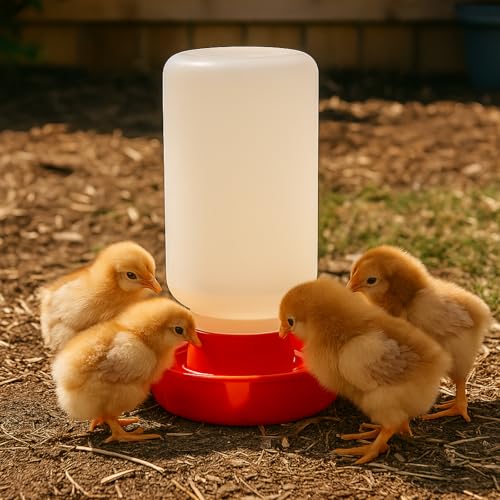 Baby Chick Feeder and Waterer Set, 1 Quart Poultry Starter Kit, No-Waste 8-Hole Feeder & Anti-Drowning Waterer, Gravity Fed Dispenser for Brooder, Chicks, Ducklings, Quail - Image 3