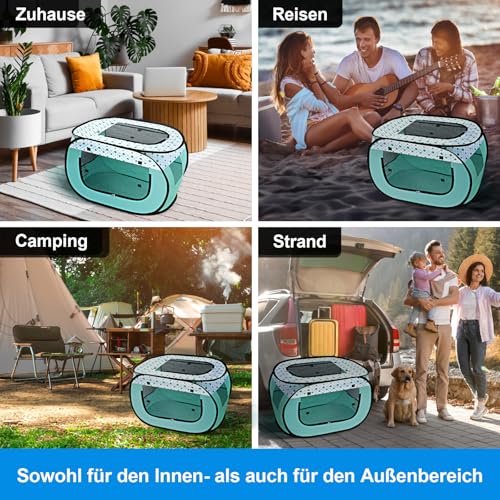WolfWise Welpenlaufstall, Tragbarer Welpenauslauf 80 x 50 x 50 cm, Tierlaufstall für Wohnung, Laufstall für Hunde, Katzen, Welpen, im Innen- und Außenbereich, Katzengehege Outdoor Katzenzelt, Grün