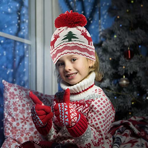 Conjunto de luvas de lenço de chapéu para crianças - 3 Peças Festivos de Inverno de Pelúcia Forrados