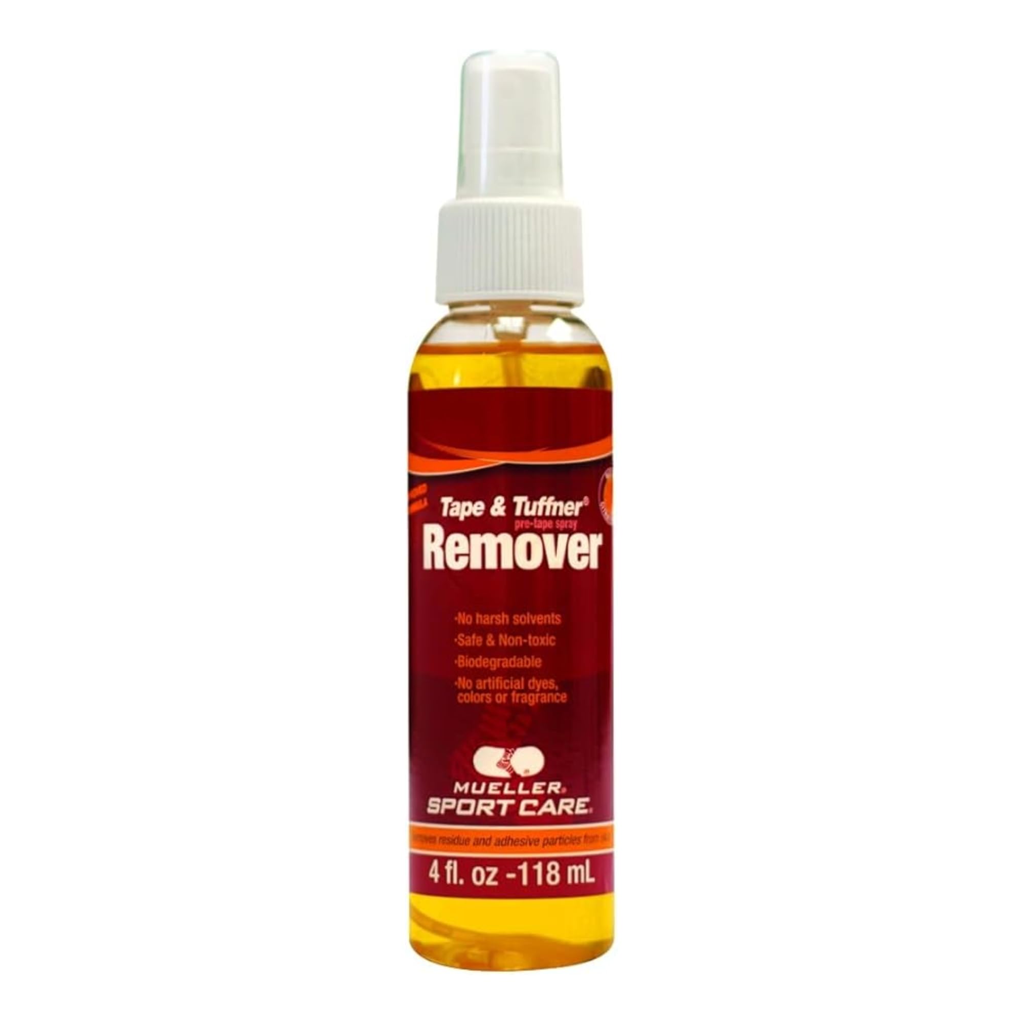 Mueller Tape & Tuffner Remover Spray 118ml – Adhesive & Pre Tape Spray Remover for Skin & Hard Surfaces – Citrus Scent – Non Toxic Biodegradable Formula Safe on Skin – Sports Taping Clean Up Removal