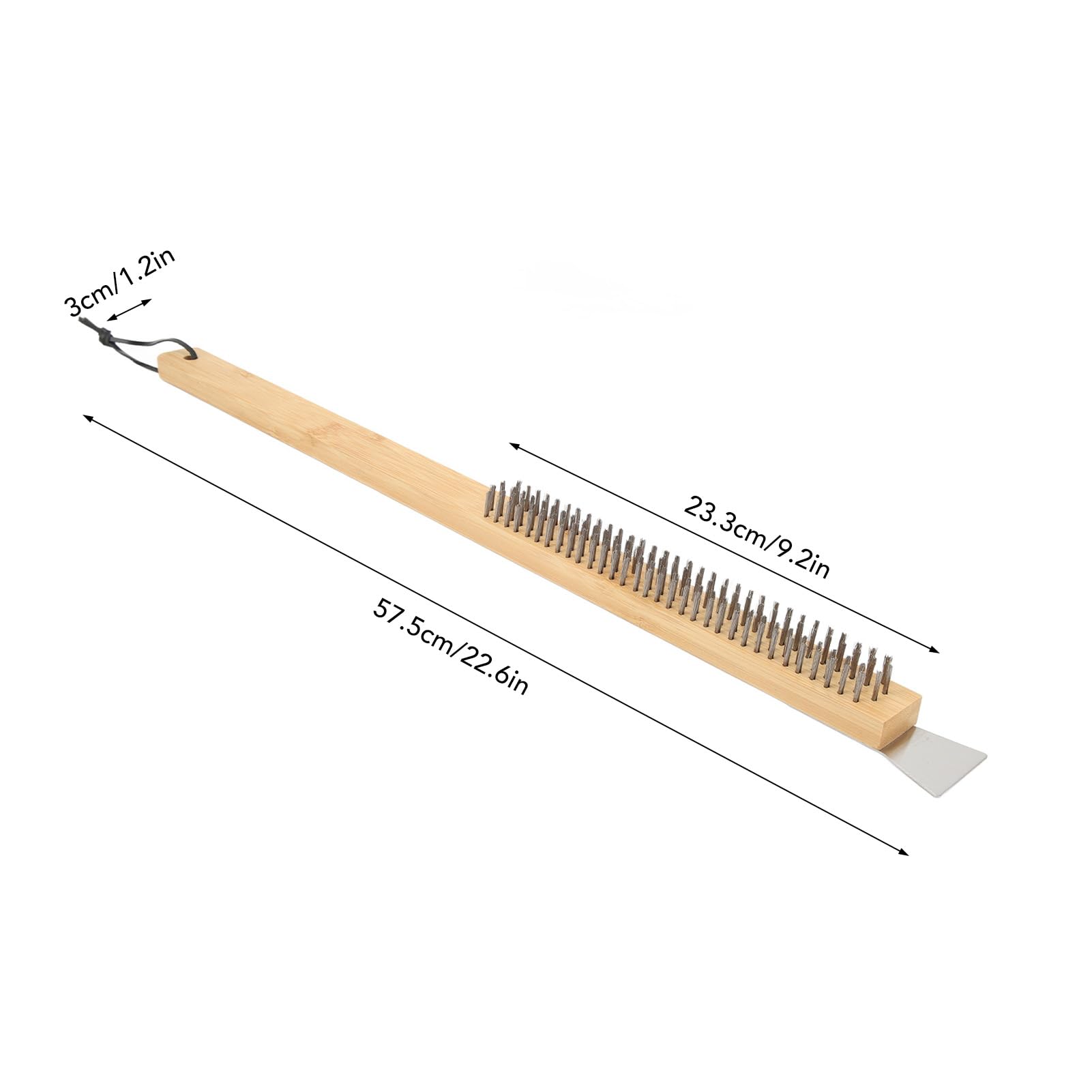 Pizza Oven Brush, Pizza Stone Brush Stainless Steel Scraper Grill Brush Long Wood Handle Pizza Oven Tools Outdoor Pizza Oven Accessories