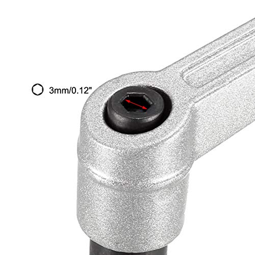 Image of uxcell M6 x 40mm Handle Adjustable Clamping Lever Thread Push Button Ratchet Male Threaded Stud Knobs Quick Release Screw Handles Bolts with Locking Lever Silver Tone 3pcs