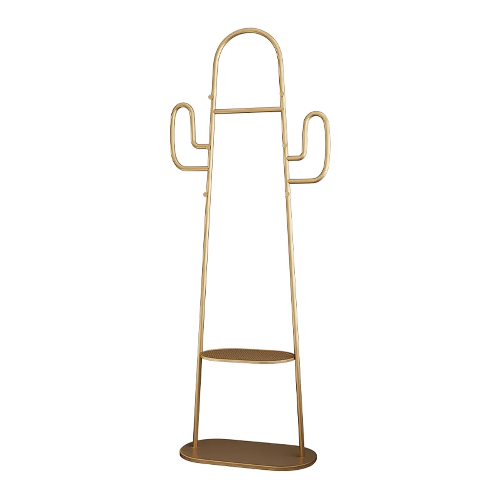 DFHS46JK Hat Rack Green Cactus Coat Rack Floor Simple Creative Clothing Store Display Room Bedroom Hanging Clothes for Office(Gold)