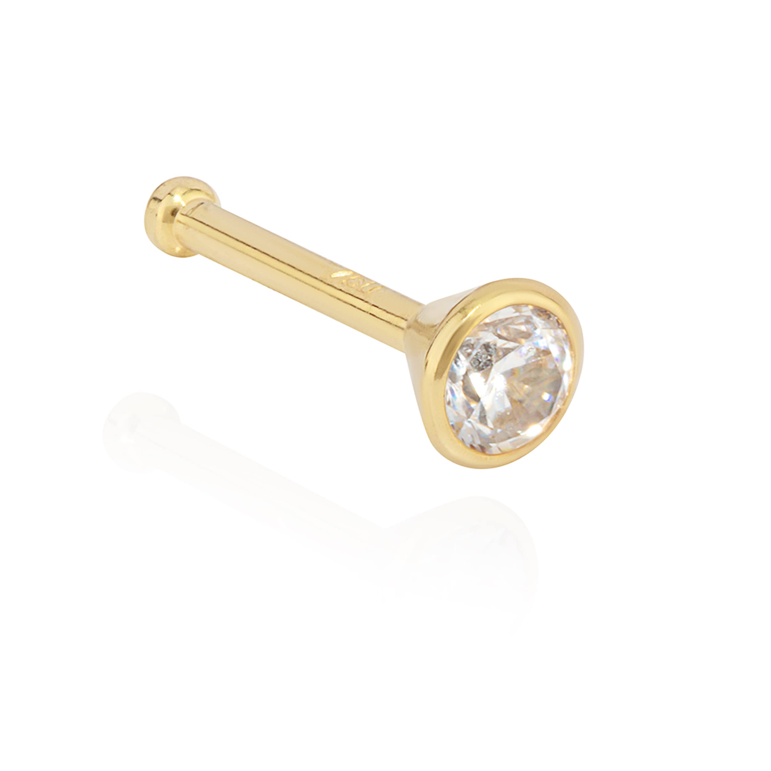 NKlausPiercing para la nariz, oro amarillo 750 de 18 quilates, 2,5 mm, circonita blanca, 11225, Oro amarillo
