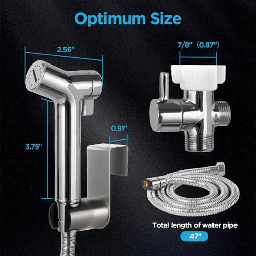 Handheld Bidet Sprayer for Toilet, Adjustable Pressure Feminine Wash - Stainless Steel Easy Install Hand Held Shattaf Spray Hose with Shut-Off Valve,Perfect as Diaper Sprayer, Postpartum Care - image 5