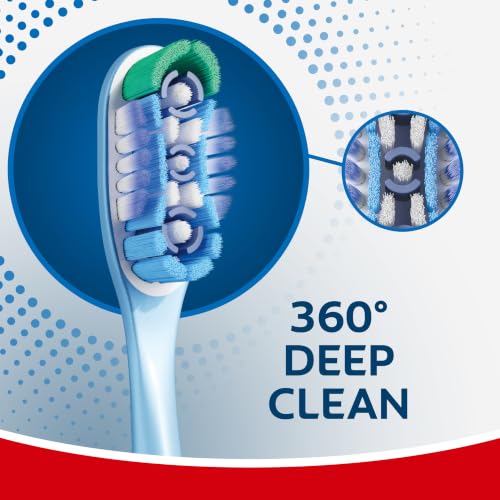 Image of Colgate 360 Whole Mouth Clean Toothbrush, Adult Medium Toothbrushes, 5 Count (Pack of 1)