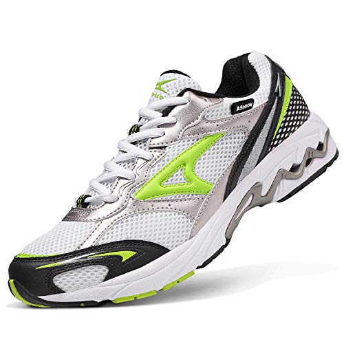 ASHION Homme Running Baskets Chaussures Outdoor Running Gym Fitness Sport Sneakers Style Multicolore Respirante - 40EU-Blanc