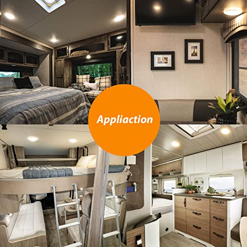 Dream Lighting 12V LED Dome Light with Push Button - 4.5 Inch, 3500K White Interior Light for RVs