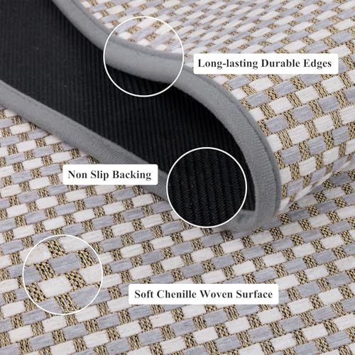 HEBE Kitchen Rugs Sets of 2 Non Slip Washable,20"x59"+20"x32" Cushioned Rubber Kitchen Mats for Floor,Stain Resistant Kitchen Carpet Runner Rug for Hallways, Front of Sink, Laundry — view 3