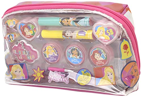 Princess Essential Makeup Bag - Set de Maquillage pour Enfants - Ensemble de Maquillage des Princesses Disney dans un Sac Coloré - Set de Maquillage et Accessoires Fun - Jouets et Cadeaux pour Enfants