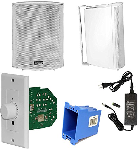 Earthquake Sound AWS502W Outdoor Bluetooth Speaker Set with in-Wall Amplifier - White