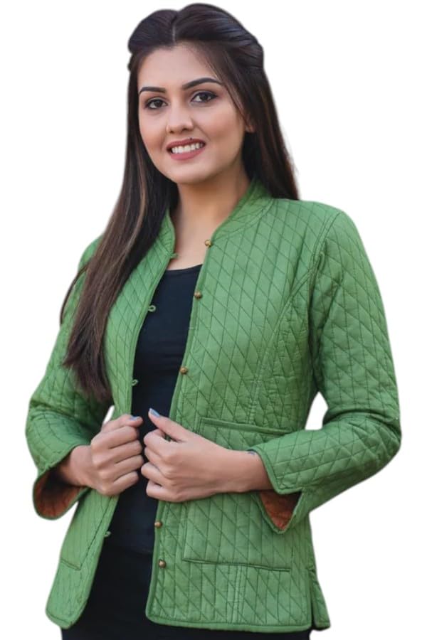 Image of Cotton Quilted Jacket for Winter | Warm Lightweight, Soft Quilted Reversible, Casual Jackets for Women | Stylish Cotton Outerwear | Breathable & Comfortable