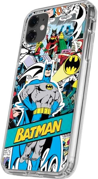 Skinit Clear Phone Case Compatible with iPhone 11 - Officially Licensed DC Comics Batman Vintage Pose Collage Art Design