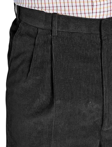 Chums Men's HIGH-Rise Pants Luxury Cotton Corduroy Trousers Black4