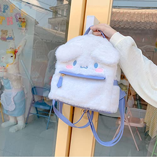 Cute Girl Small Plush Bag Backpacks Kawaii Cartoon Japanese Anime Furry Bag Leisure Daily Backpack Schoolbag Bookbag, White Dog #TOP4
