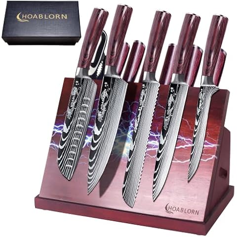 Küchenmesser Set mit Block HOABLORN Luxus 15pcs Messerblock Cover