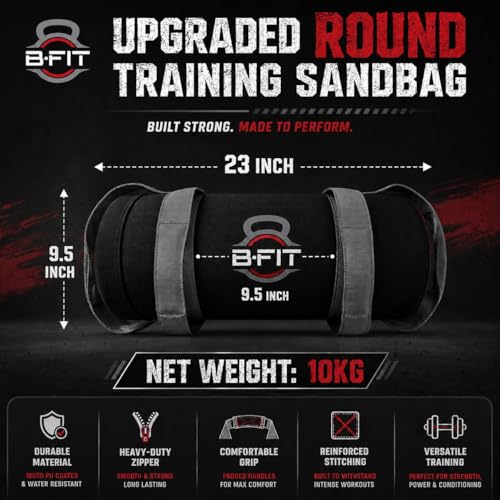 Image of B Fit Upgraded Bulgarian /Round Training Bag for Fitness Gym Training, Cross fit, Wrestling, Judo, Grappling, MMA, Full Body Workout. (Round Training Bag, 10 Kg)