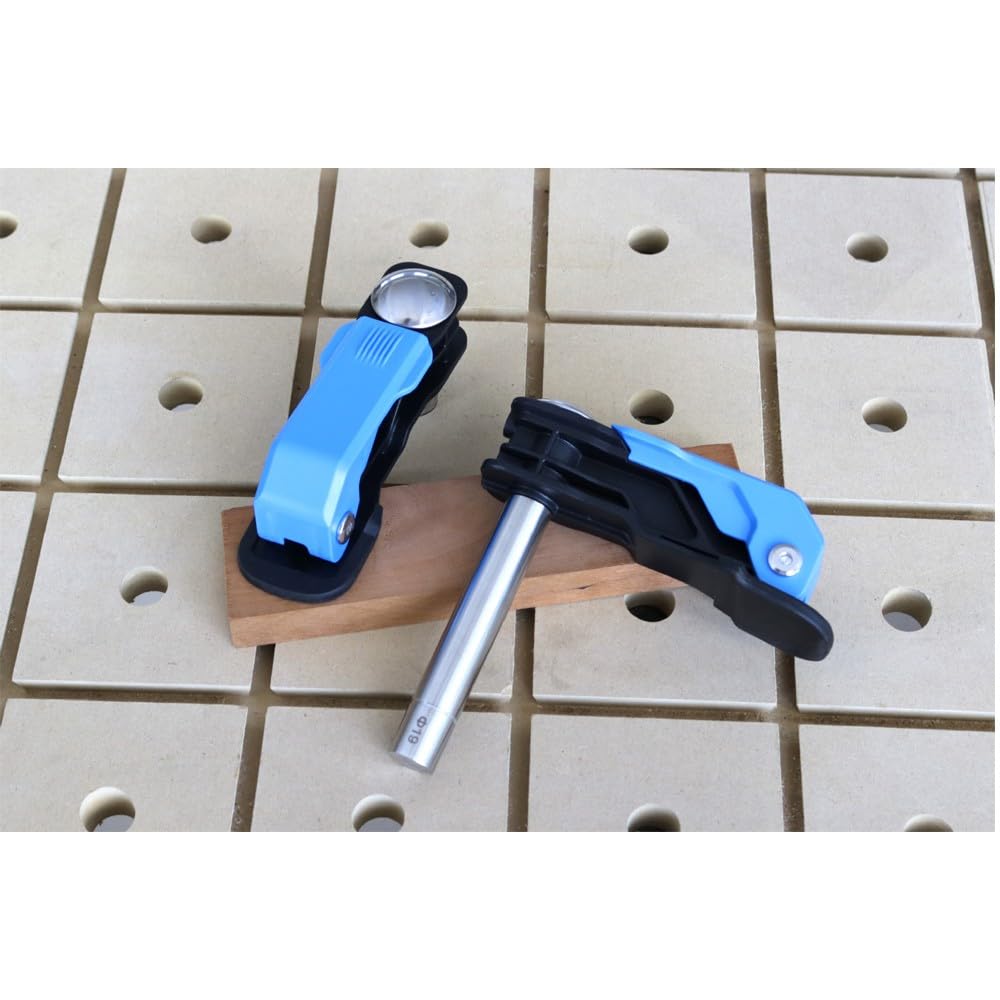Morsetto a pressione rapida in alluminio, angolo regolabile di tipo F, con strisce diamantate antiscivolo, finitura anodizzata resistente alla ruggine, per tavole da 19 mm e 20 mm, blu