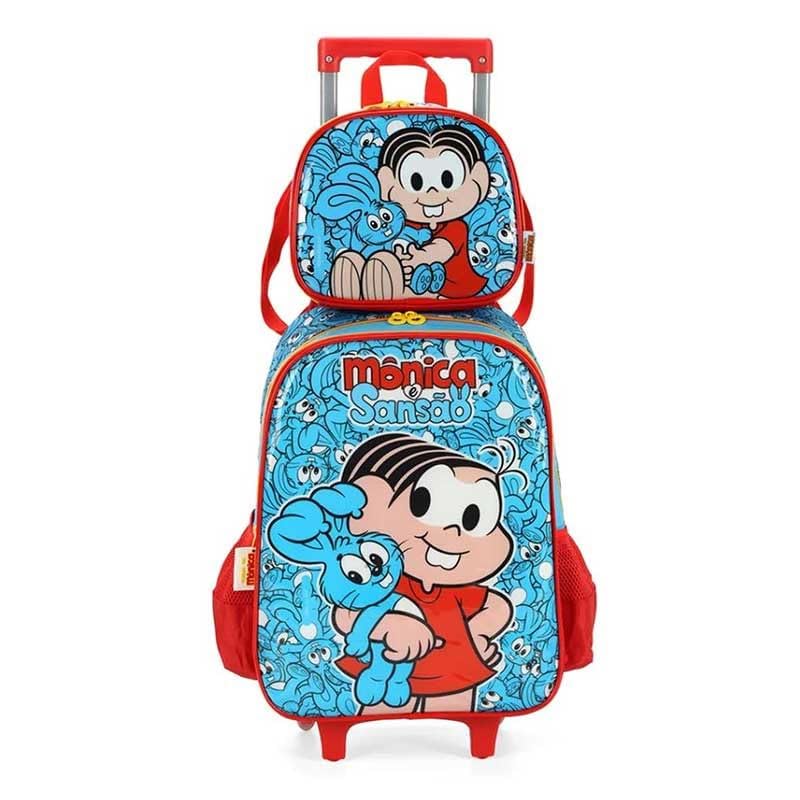 MOCHILA RODA LUXCEL INFANTIL+LANCHEIRA TURMA DA MONICA SORTIDA