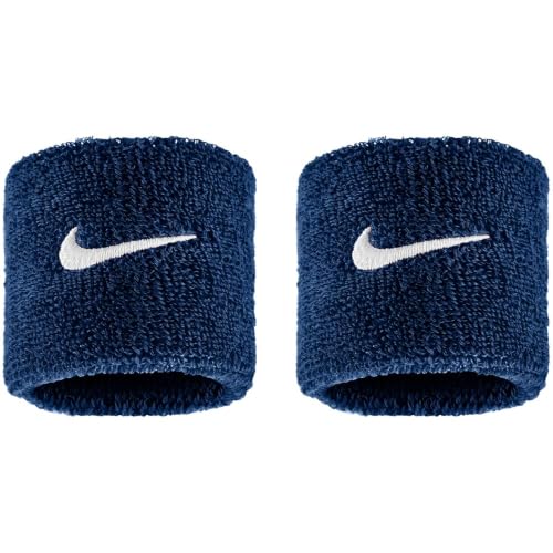Nike Swoosh Classic Wristbands 2er Pack Schweißbänder Tennis Fitness Running Handgelenkbänder Sport, College Navy/White, One Size – Ansicht 1