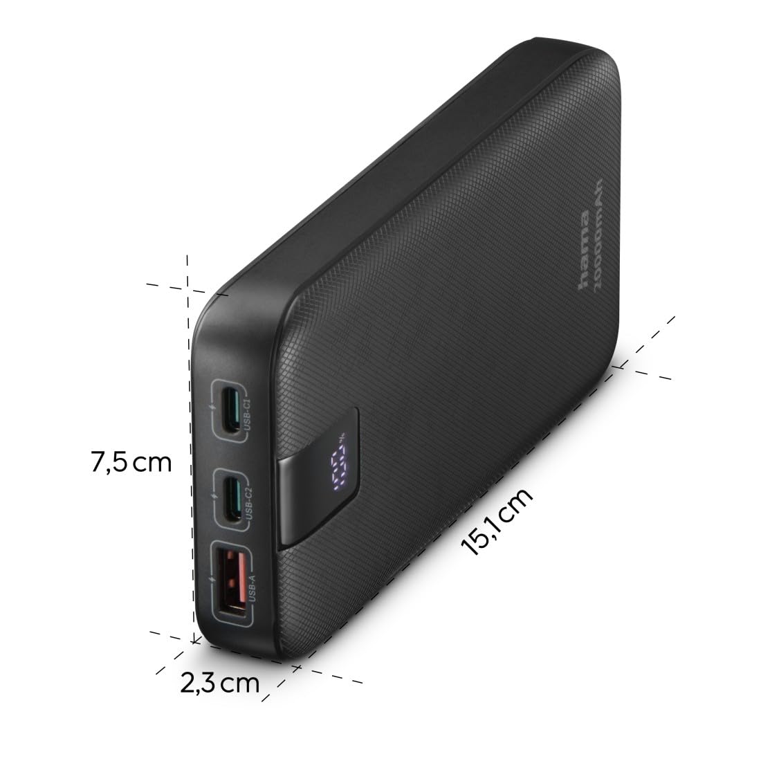 Hama Power Pack do ładowania telefonu 20000 mAh (powerbank, szybkie ładowanie, 2 x USB C, USB C, pojemny, lekki, ładowarka, Power Delivery, Qualcoom Quick Charge, Fast charge) antracyt