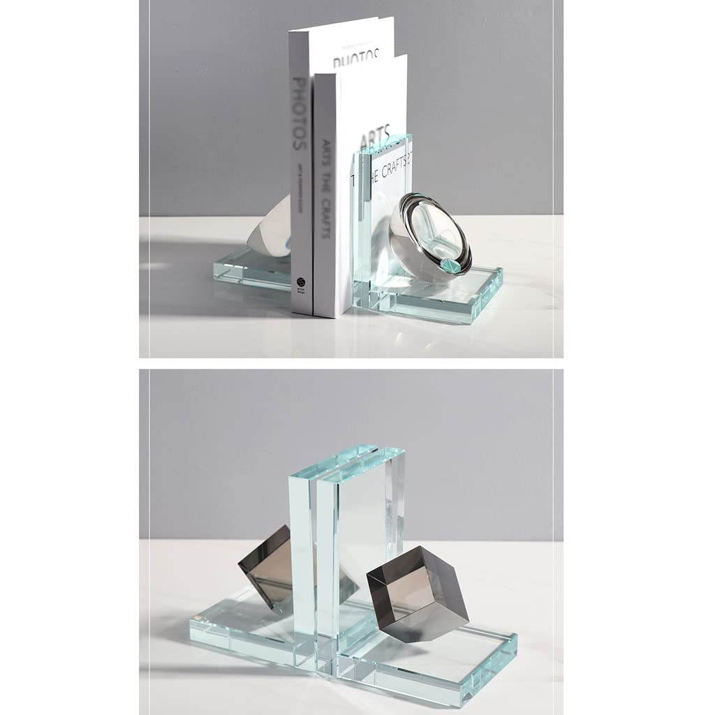 Bookends Moderno Soporte de libro CRISTAL CRISTAL DE CRISTAL DE CRISTAL DE CRISTAL DE ESTUDIOS LIBROS DE ESTUDIOS LIBROS DE MENSA DE MENSA CONFIENDO EN Decoraciones de oficina en casa Adecuadas for re