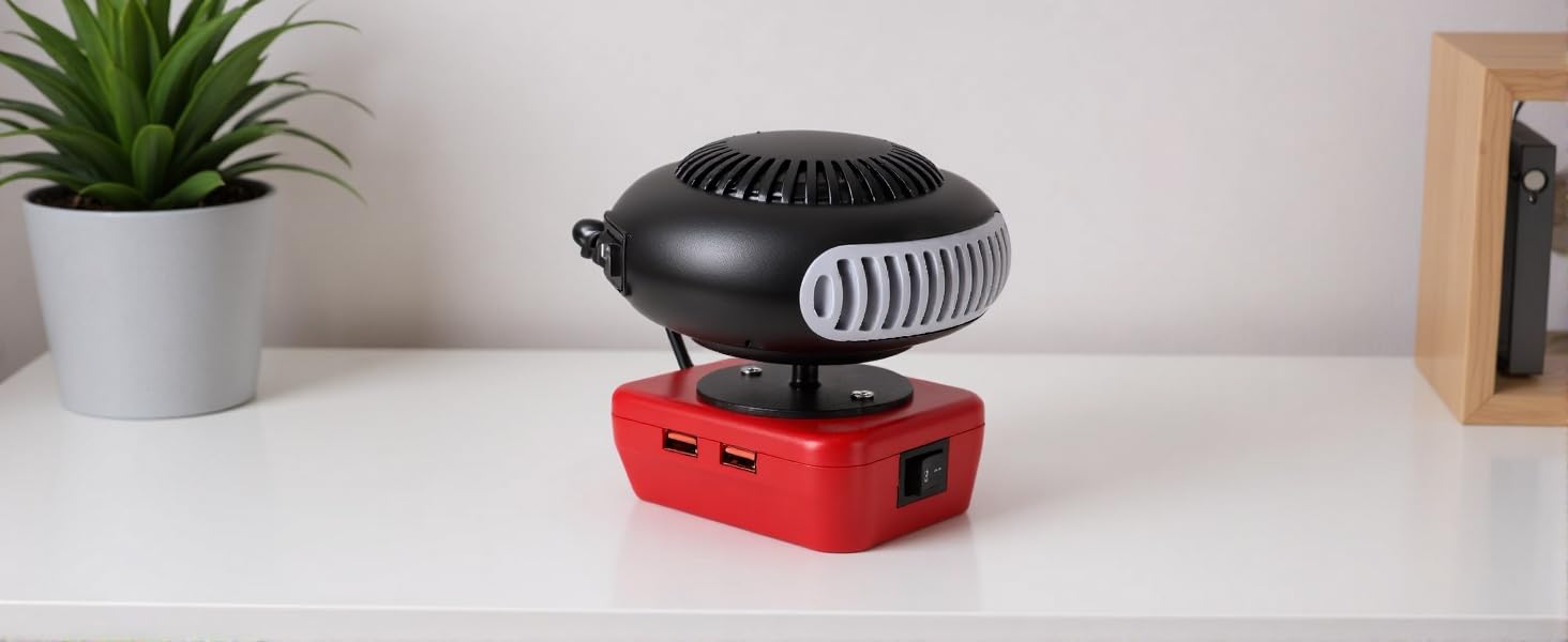 Chauffage sans fil portable rotatif à 360° avec 2 sorties USB, pour camping, voiture, intérieur