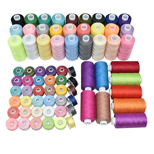72Pcs 36 Colors Sewing Thread Set with Matching Prewound Bobbin Threads and Case, 550 Yards per Polyester Thread, Popular Colors for Hand & Machine Sewing