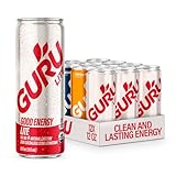GURU Organic Energy Drinks Variety Pack, Clean Energy Drink with Plant Based Natural Caffeine from Green Tea, Gluten Free and Vegan, 140MG Caffeine, Healthy Drinks, 12 oz (Pack of 12)