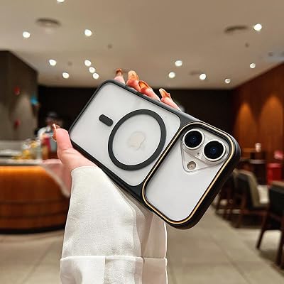LuxuryKase Frosted Clear Mag-Safe Case for iPhone 17 | Translucent Matte Back | Soft TPU Bumper + Hard PC Back | Raised Camera Protection | Wireless Charging Compatible - Black