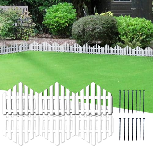 FLAPKWAN No-Dig Garden Edging Border 13FT Landscape Edging 9.3 Inch Tall for Flower Bed Fence, 14pcs Garden Lawn Edging with Stakes