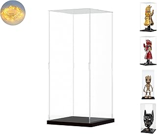 Choowin Self-Assembly Acrylic Display Case for Lego Infinity Gauntlet 76191,Display Box for Lego 76217 76223,Countertop Display Case for Collectible,Dustproof Protection Showcase(Black)