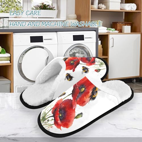 Cartoon Green Flower Bee Slippers For Women Men Soft Memory Foam Non-Slip Animal Winter Indoor House Shoes Travel Slipper3