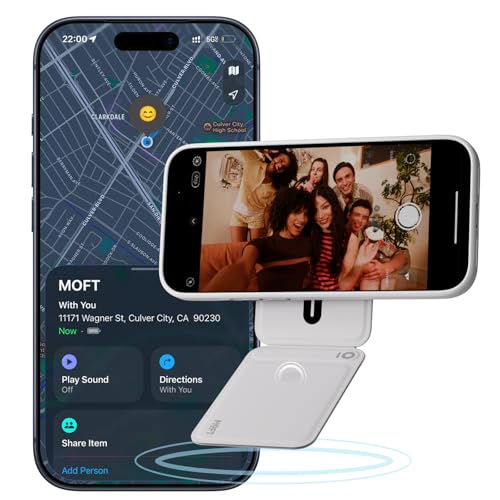 Image of MOFT Magnetic Selfie Stick Phone Tripod with Capture Button, MagSafe Trackable Tripod Wallet with Apple Find My for iPhone 12-17 Series, Pocket Phone Tripod Stand for Vlogging & Selfies, Misty Cove