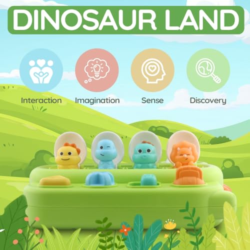 Image of Baby Pop-Up Toy, Educational Animal Playset for Toddlers, Cause and Effect Learning, Fine Motor Skills Development, Portable Travel Toy with Engaging Buttons, Perfect for Infants and Toddlers (Green)