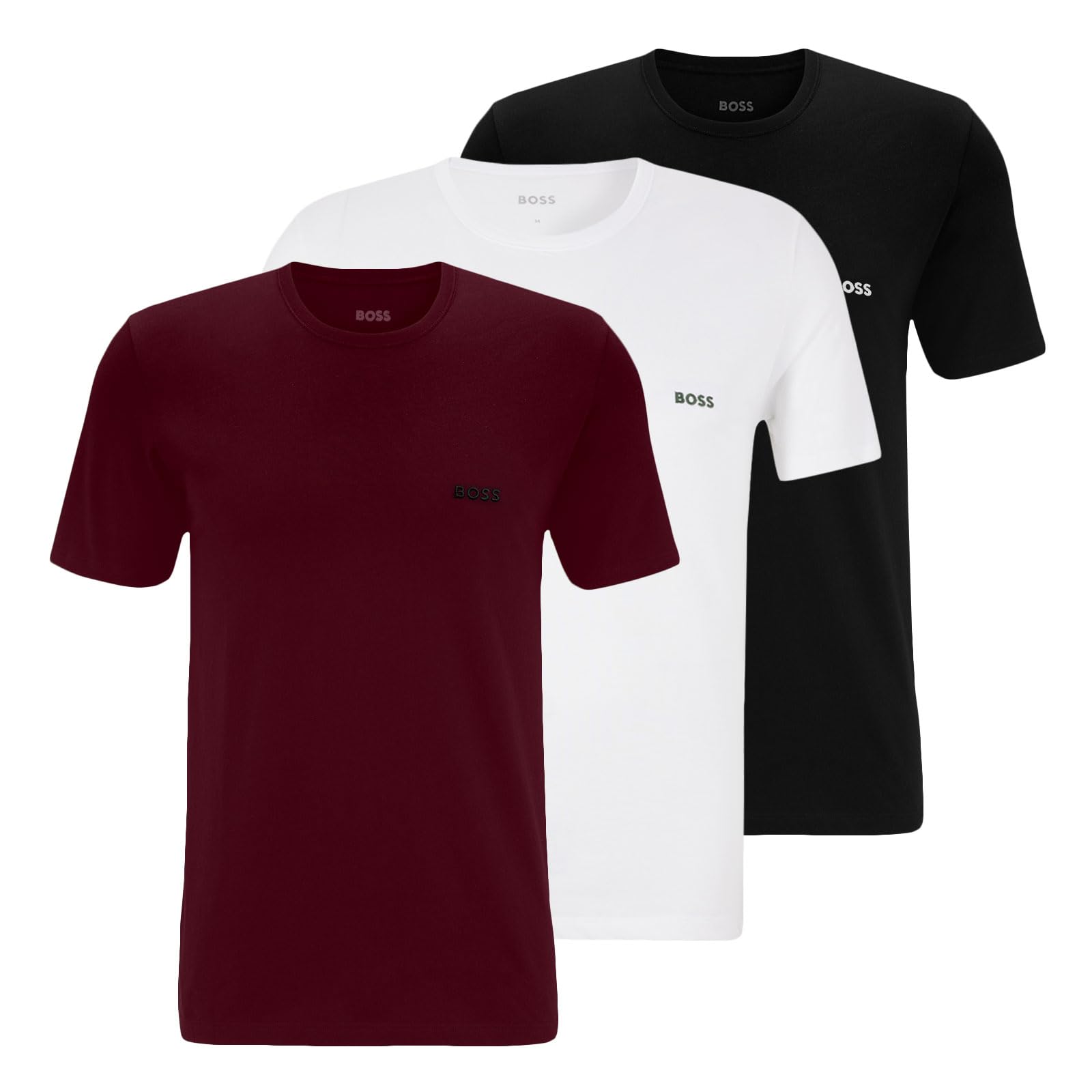 Boss Men's 973 White / Burgundy / Black Tshirtrn 3P Classic 10267939 0 Underwear_t_shirt (Pack Of 3), Xxl