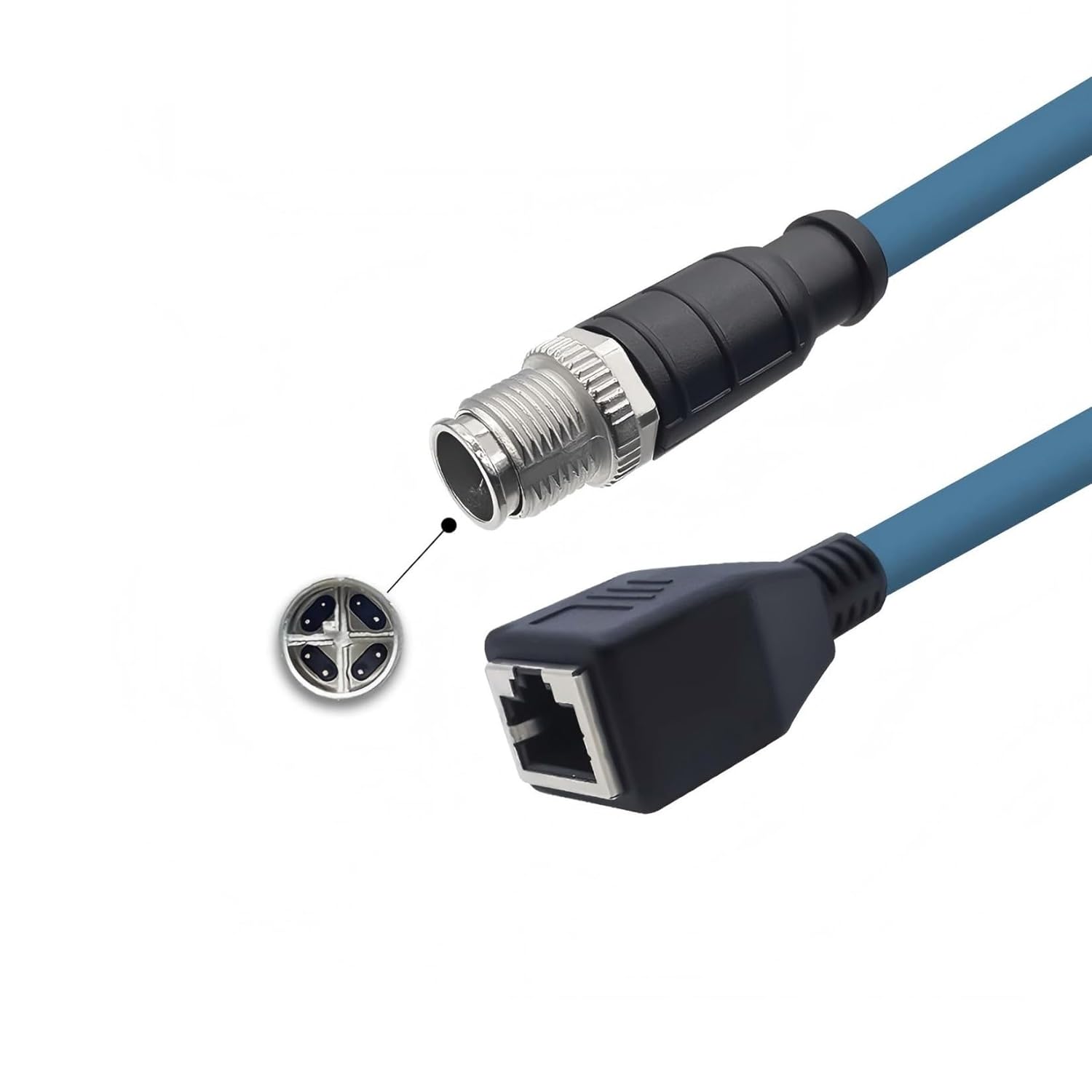 13.1Ft M12 8Pin Male X Code to RJ45 Female Ethernet Cable,Cat6 PVC High-Flex Shielded Twisted Pair Industrial Cable Assembly,AWG26,for Industrial Camera & Automation Systems(4M)