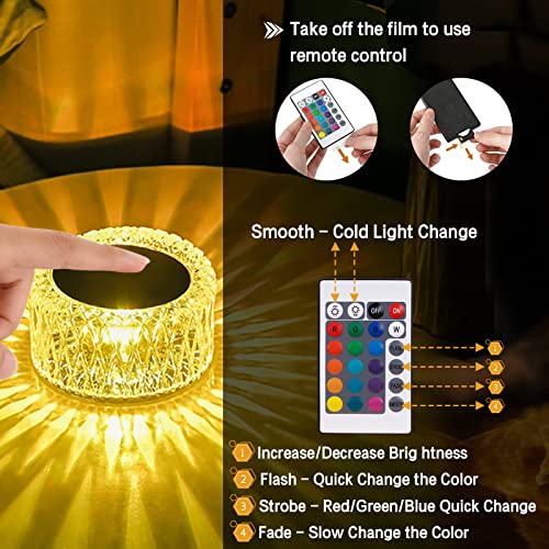 Apauls Crystal Table Lamp Night Light Ambient Light 16 Color Rgb Dimmable Touch Remote Control Light 1200Mah Rechargeable Decor Desk Lamp Acrylic Modern Style Romantic Bedside Lamp（Bird's Nest） #TOP4