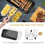 Electric Indoor Grill 1500W, YOHAWJAN 2 in 1 Smokeless Indoor Grills with Non-stick Removable Grill & Griddle Plate, Temperature Control, Portable Korean BBQ Grill with 3 Raclette Cheese Pans - Image 5