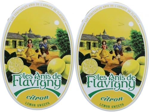 Anis de Flavigny – Bonbons authentiques à l'anis 2 boites ovales gout Citron | 2 x 50 gr de Plaisir artisanal