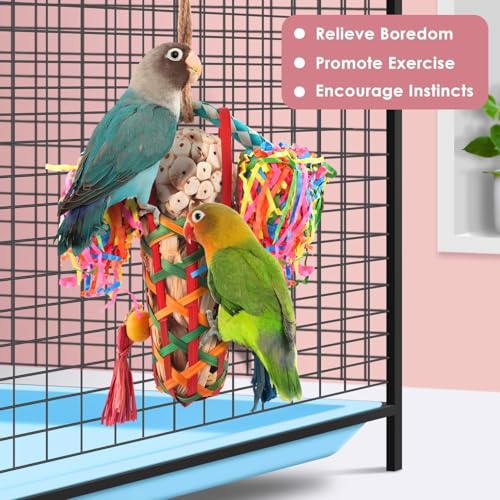 Image of KUTKUT Bird Toys Parakeet Toy Cockatiel Shredding Toys Conure Foraging Sola Toys for Conure Cockatiel Parakeet Lovebird Small to Medium Birds