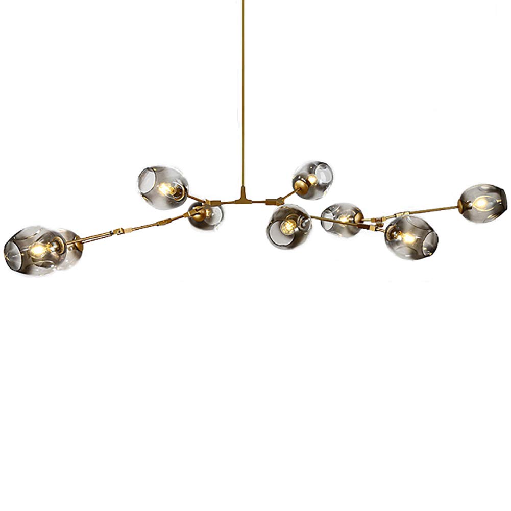 Adjustable Downrod Modern Glass Shade Magic Bean Pendant Lamp,Modern Molecular Chandelier,Creative Hanging Lighting Fixture-A 9 Lights