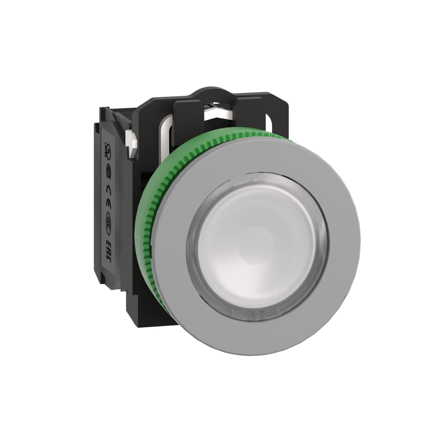 Bouton poussoir blanc LED 24VAC 1NA1NC pour éviter les fausses manoeuvres