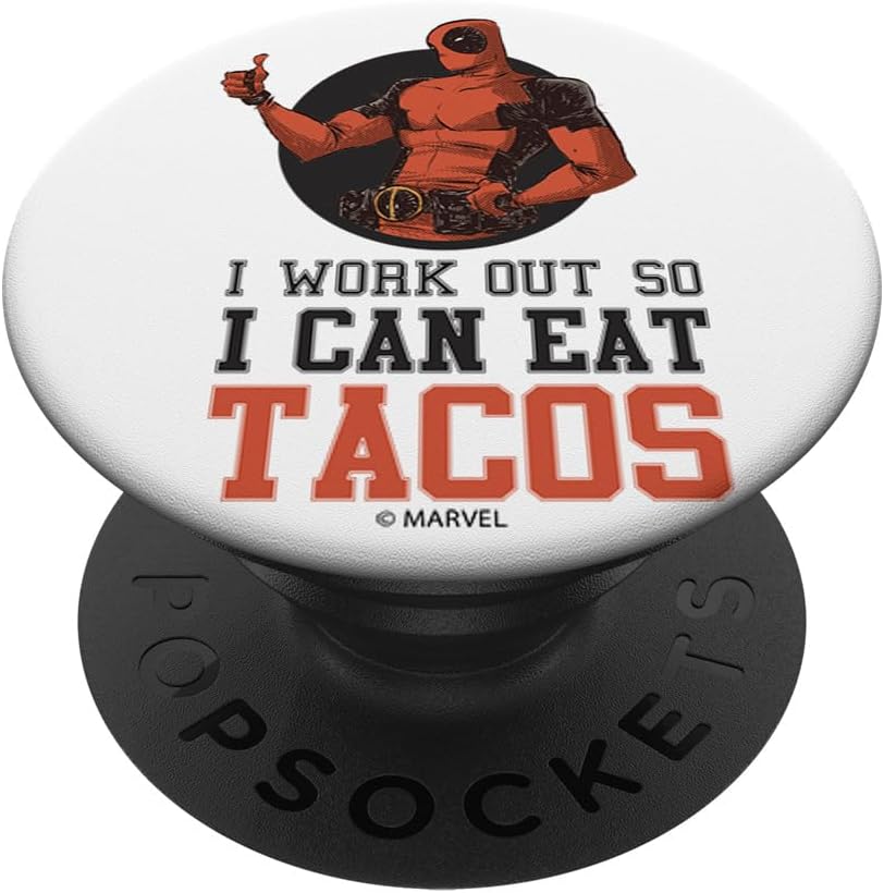 Marvel Deadpool I Workout So I Can Eat Tacos PopSockets MagSafe PopGrip for iPhone