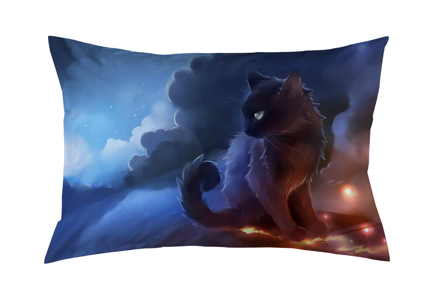 EKOBLA Cat Warrior Girls Boys Pillowcases Pillows Covers Cases Bedroom Decor Decoration Rectangle Two Sides Printed 20x30 Inch Hotel,Cafe,Car,Sofa Throw Pillow Case Cushion Cover